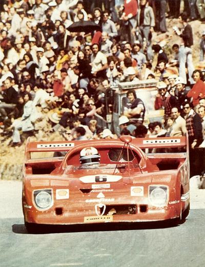 Rolf Stommelen and the works Alfa Romeo in the 1973 Targa Florio